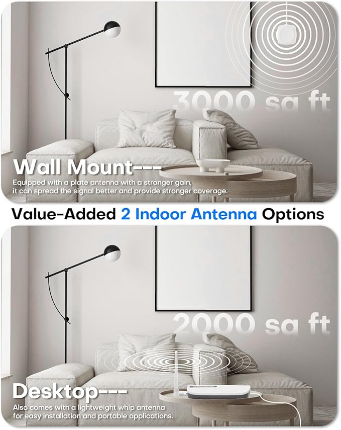 Cell Phone Signal Booster for Home up to 3000 Sq.Ft | Boost 4G 5G Cellular Signal Amplifier 65dB for T-Mobile, AT&T Verizon All U.S Carriers with 2 Indoor Antennas Band 12/17/13/5/25/2/4