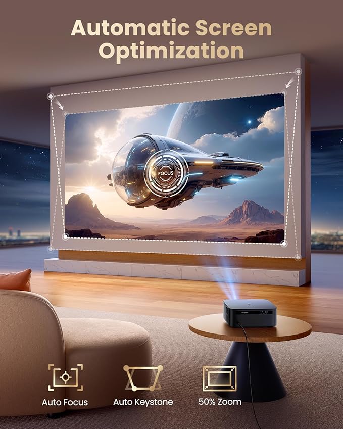 Google TV 4K Supported Smart Projector,Outdoor & Home Theater Projector with Wi-Fi 6 and Two-Way Bluetooth 5.2,Auto Focus & Keystone,800 ANSI,WiMiUS K13 Movie Proyector for Indoor & Outdoor Use