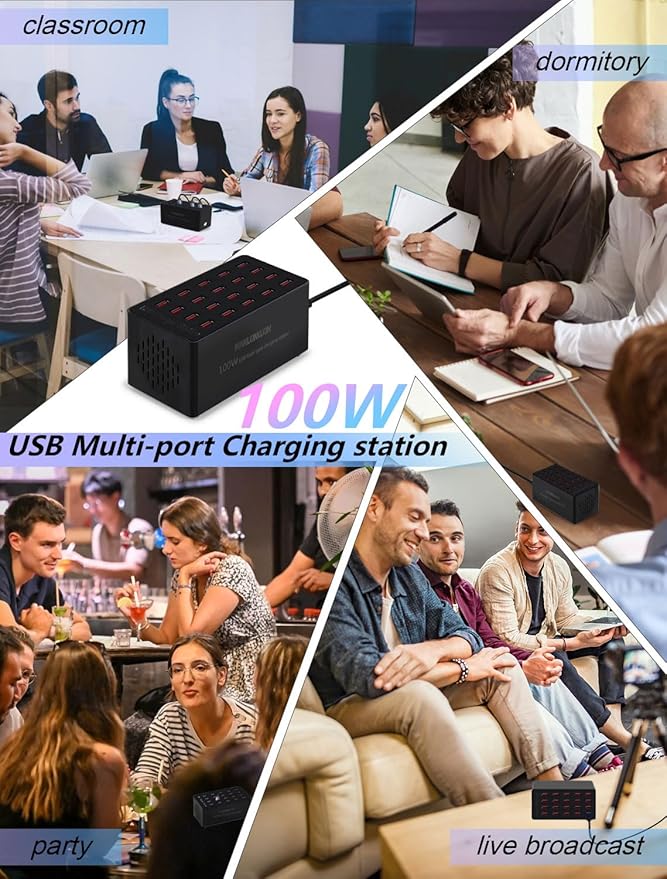 Charging Station, 100W20Port USB Charging Station, Multiple USB Charger Station, Charging Station for Multiple Devices, Multi USB Charging Station, Chargers for Multiple Devices