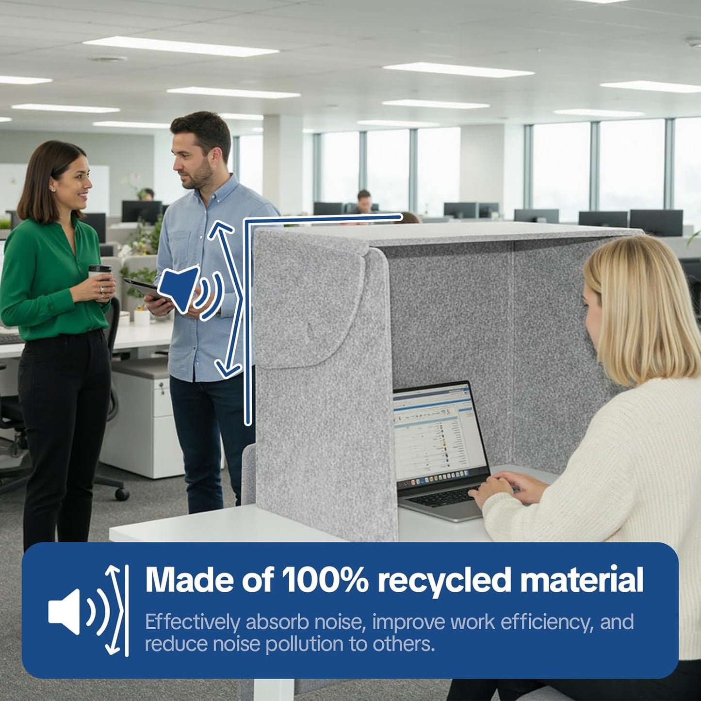 Desktop Partition Divider - Foldable Acoustic Privacy Screen Sound Absorbing Panel for Office & Home, Freestanding Computer Privacy Shield, Study Divider for Desk, 32.3" W x 19.7" D x 23.2" H