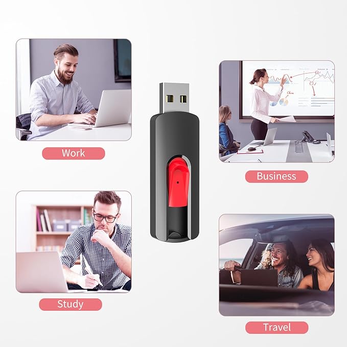 RAOYI 10Pcs 32GB USB Flash Drives Slide Retractable Memory Stick Bulk USB 2.0 Thumb Drive Jump Drive Zip Drive USB Sticks Data Storage Backup for PC Mac (32G, Red)