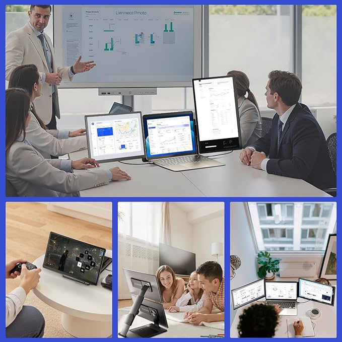Maxfree S6 Laptop Screen Extender, 15.6'' 1080P Monitor Extender, 11 Display Modes, Plug & Play, Detachable Screen Triple Monitor for Laptop 13"-17.3", Compatible with Mac/Windows/Android/Switch
