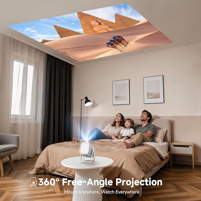 [Short Throw/1200ANSI/Built in Apps] 4K Outdoor Projector with WiFi and Bluetooth, Auto Focus Projector with Dual-Mode Stand, Smart Portable Proyector with Netflix/YouTube/PrimeVideo & Dolby