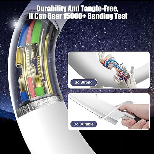 15FT 60W USB C to USB C Cable, Type C to Type C Cable,Fast Charging Cable for iPhone Air 17 16e 16 15 Pro Plus Pro Max，for Galaxy S25/S24, for iPad Pro/Air/mini, for MacBook Pro/Air and More