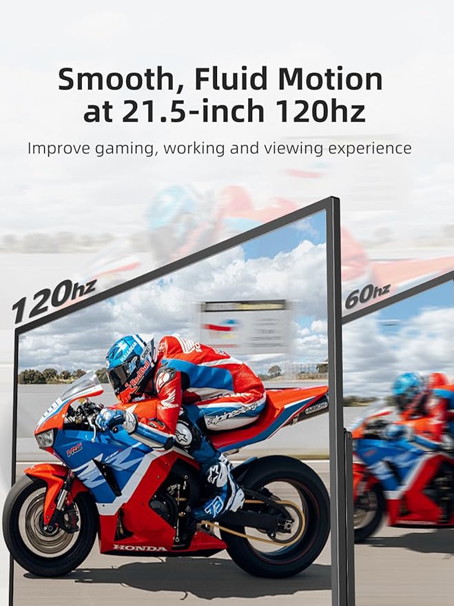 Portable Monitor 21.5 inch 120hz for Laptop, FHD 1080P Portable Gaming Monitor w/VESA Kickstand HDR Speakers USB C Mini HDMI for Phones PC Gaming Devices, Travel Second Screen for Business