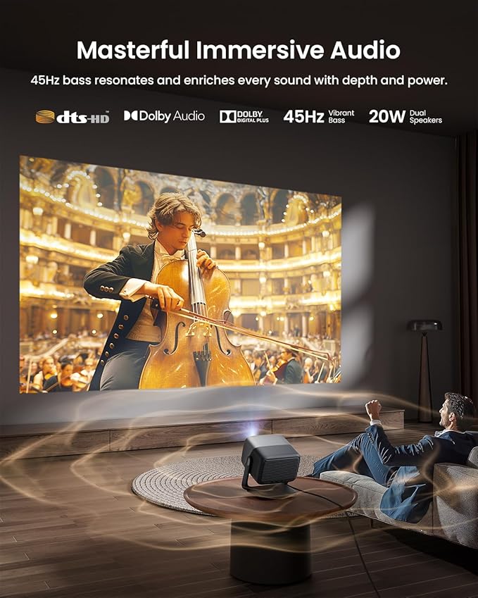 JMGO N1S Ultra 4K Triple Laser Projector with Projector Floor Stand