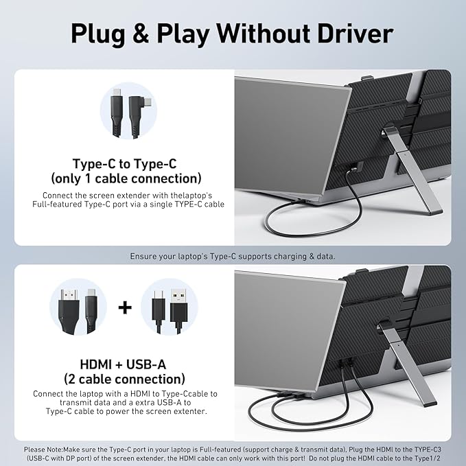 Vixtan Laptop Screen Extender, 14" FHD 1080P Portable Dual Monitor, Ultra-Thin 1.3lbs Plug & Play for 13"-17" Laptops