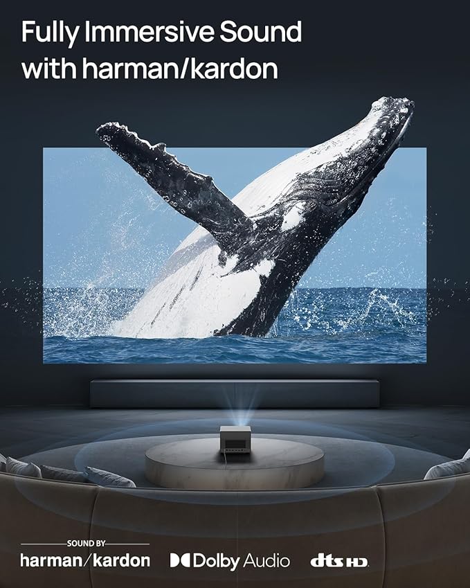 XGIMI HORIZON Ultra 4K Projector, Dolby Vision, 2300 ISO Lumens, 2 x 12W Harman Kardon Speakers, Home Theater Projector with WiFi and Bluetooth, Dual Light, Active 3D, 200"