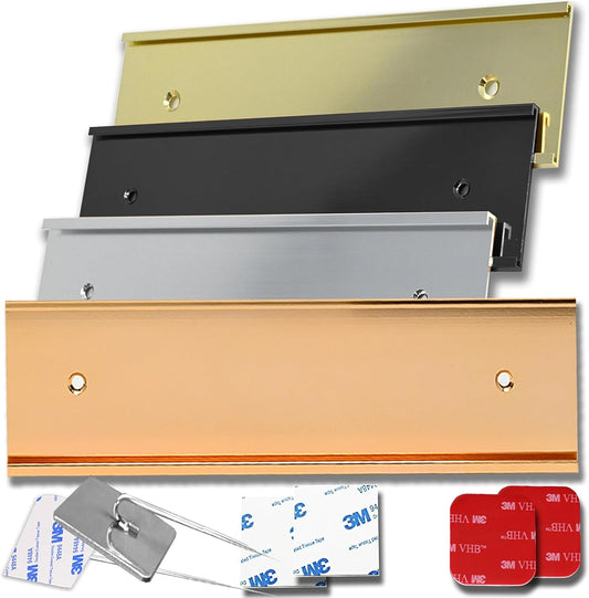 Executive Wall Nameplate Sign Holder Rose Gold Aluminum Fits 2x8 Plastic Office Door Name Plate or Cubicle Option| Made in USA