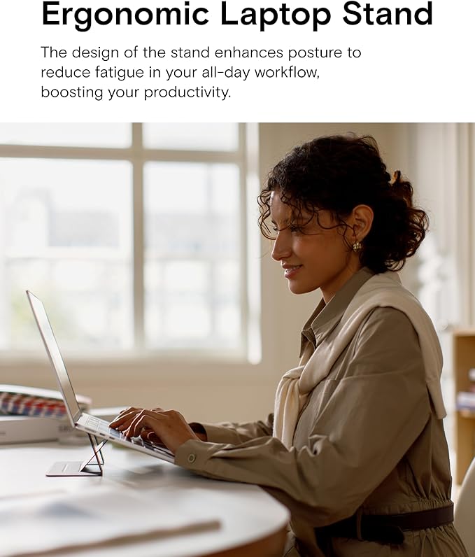 MOFT Laptop Stand for Desk, Adhesive MacBook Computer Stand with 2 Adjustable Viewing Angles, Foldable and Portable Laptop Riser Compatible with 11"-16" Laptops, Starry Grey(Adhesive Version)