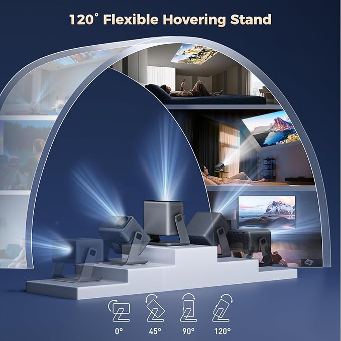 GooDee Video Projector With Wifi And Bluetooth, Smart Movie System/ Dolby Audio/ Auto Focus & Keystone Portable Projector, 4k Video Decode & 1080p Native For Home Theater / Outdoor