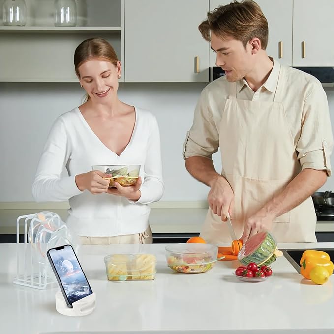 Luxury Marble Cell Marble Phone Stand with Sound, Phone Holder for Cellphone Tablet On Office Desk,Kitchen,Countertop, Nightstand,Round, Carrara White