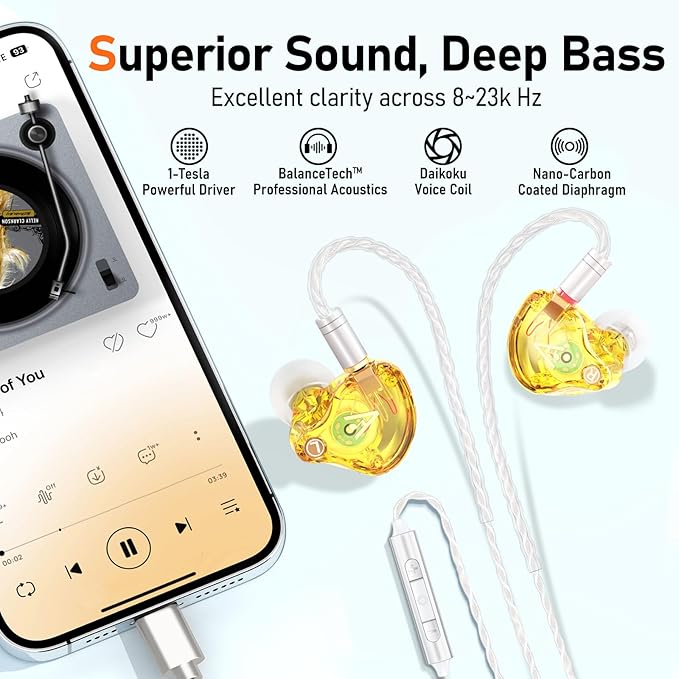 Vibes 202MC USB-C Wired Earbuds - HiFi in Ear Monitor Headphones - Noise Isolating Ear Buds w/ Mic - Clear Sound, Deep Bass & Comfort-Fit Earphones - MMCX to USBC, Silver Plated Cord, Carrying Case
