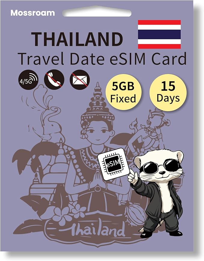 Prepaid Thailand eSIM,5GB High-Speed 5G/4G LTE Fixed Data - No Physical SIM Needed - Instant QR Code Activation - No Contracts, No Hidden Fees