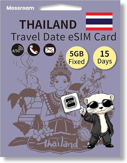 Prepaid Thailand eSIM,5GB High-Speed 5G/4G LTE Fixed Data - No Physical SIM Needed - Instant QR Code Activation - No Contracts, No Hidden Fees