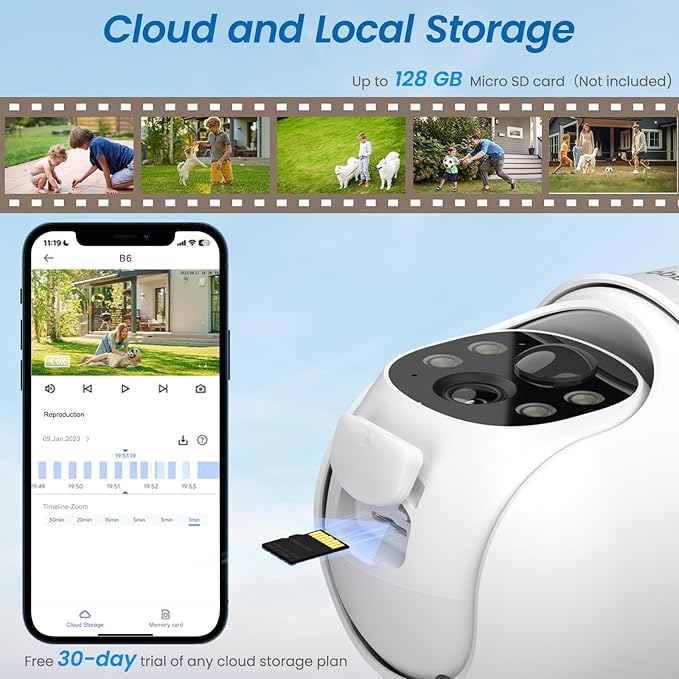 2K Cameras for Home Security-2.4G WiFi Outdoor Camera Wireless Solar/Battery Powered, 360° Viewing, Human Detection, Color Night Vision, Cloud/SD Storage B6 (B6-White-4pack-2.4G)