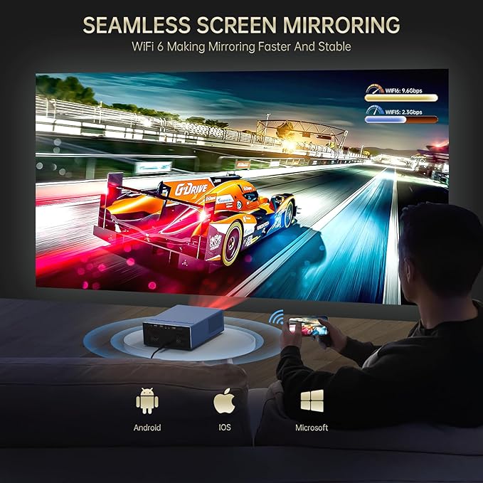 XIDU Portable Projector with WIFI and Bluetooth [Metal/1500ANSI/Native 1080P/Wireless Casting/Electric Focus/Auto Keystone]4K Outdoor Movie proyector for Home,Fire TV stick,iOS,Android,Laptop (Naval)