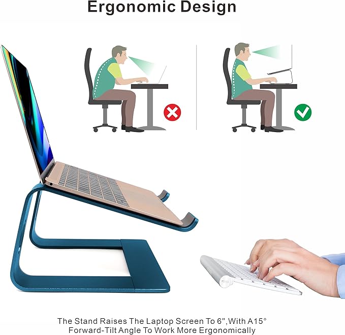 Laptop Stand,Ergonomic Aluminum Laptop Mount,Detachable Laptop Riser,Notebook Holder Compatible with MacBook Pro/Air HP Lenovo Samsung,Dell,All 10-17.3" Laptops (Deep Sea Blue)