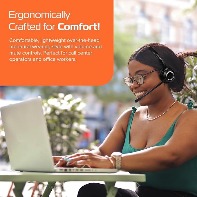 Spracht Wireless Bluetooth Headset, Noise Cancelling Single Ear Headphones with Base, Adapter & USB Cable, Trucker Head Set with Mic, 15 Hr Battery, All Day Comfort, Remote Mobile Office (ZumBT)