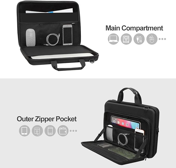 MOSISO Hard Shell Laptop Case for Men Women,15-15.6 inch Computer Bag Compatible with MacBook, HP, Dell, Lenovo, Asus, Notebook,16 inch Laptop Bag with Front Pocket & Shoulder Strap, Black