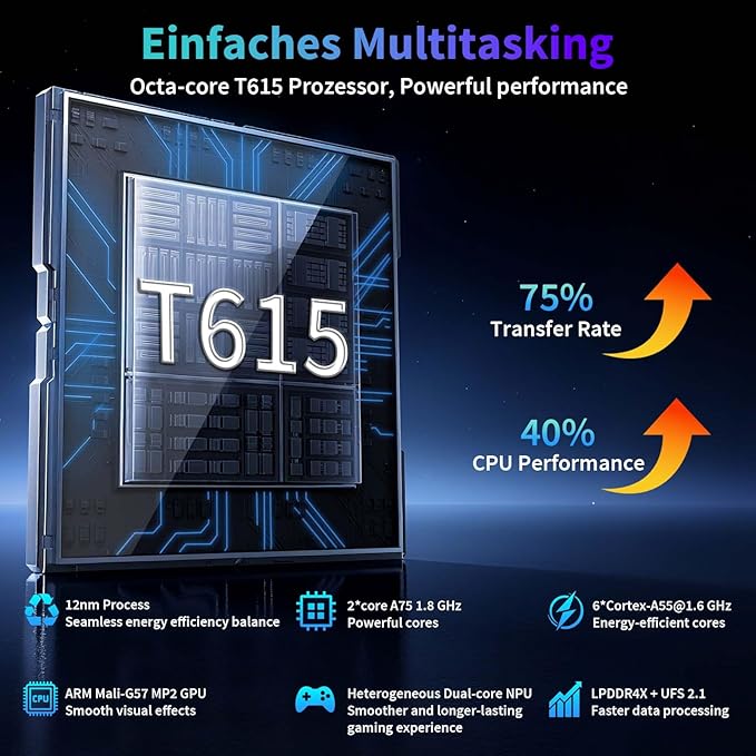 Android 15 Tablet, 2025 Upgraded 11 inch Android Tablets with Keyboard, 24GB+256GB+2TB Expand, Support Face Unlock+18W Fast Charging, Octa-Core CPU,Dual WiFi, Dual Camera,8000mAh Battery, Silver