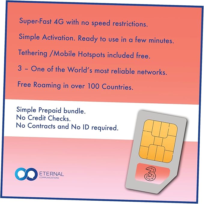 Prepaid Travel Sim Card with 12GB of 5G Data for use in 70+ Countries Worldwide + Unlimited Calls & SMS in EU + Tethering + 75GB Bonus Data in UK (Valid 30 Days)
