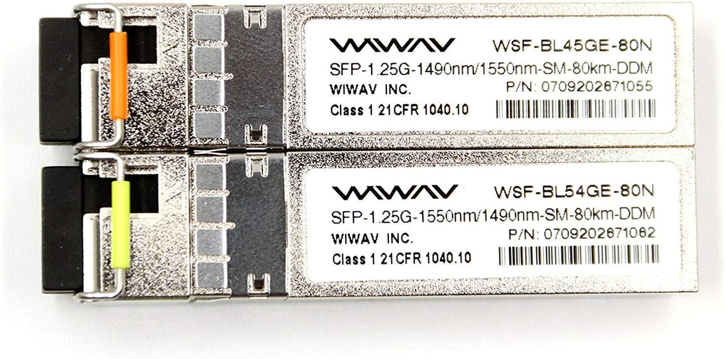 for Cisco GLC-BX-U80 and GLC-BX-D80 1.25G SFP Module BIDI WDM Transceiver 80KM Simplex LC DDM/DOM Support 1490/1550nm (1Pair)
