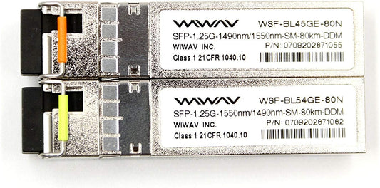 for Cisco GLC-BX-U80 and GLC-BX-D80 1.25G SFP Module BIDI WDM Transceiver 80KM Simplex LC DDM/DOM Support 1490/1550nm (1Pair)