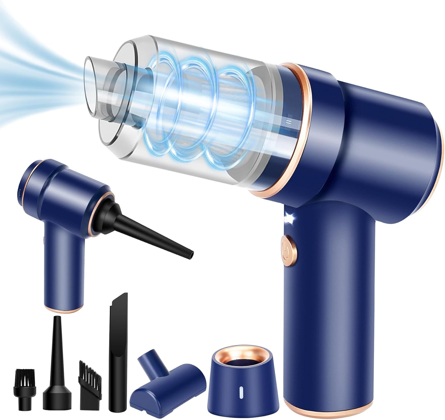 8Kpa Mini Handheld Vacuum Cleaner, 120W High Power Cordless Keyboard Vacuum, 2-in-1 Desk Vacuum & Air Duster with LED Light & Multi-Nozzles for Car, Computer, Sewing Machine