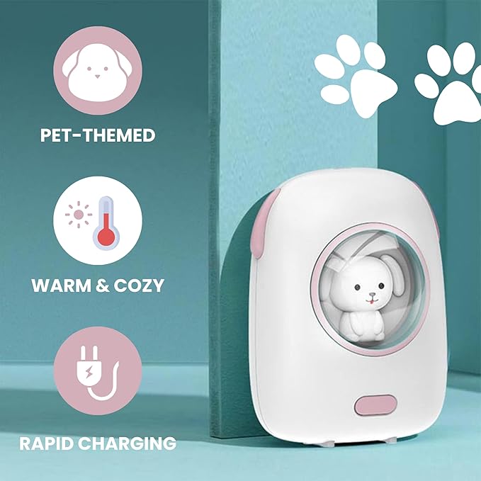 Cute Portable Charger/Power Bank | Compatible with iPhone, Galaxy, & Pixel | Doubles as a Rechargeable Hand Warmer | LED Display & Cute, Pet-Themed Design (White)