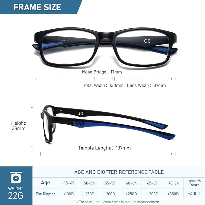 Sport Reading Glasses Men Photochromic Lens Blue Light Blocking Computer Reader Wide Style Spring Hinge Eyeglass LK6082