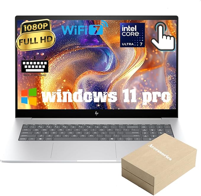 HP Envy 17.3" Business Laptop, FHD Touchscreen, Intel Core Ultra 7 155U, Lightweight, HDMI, Thunderbolt 4, IR Camera, Wi-Fi 7, Windows 11 Pro, 16GB DDR5 RAM, 1TB SSD