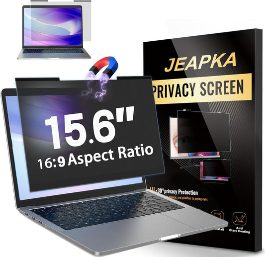 Magnetic Laptop Privacy Screen Filter 15.6 inch for 16:9 Widescreen Computer Monitor, Removable Anti Blue Light Privacy Shield, Anti-Glare Protector