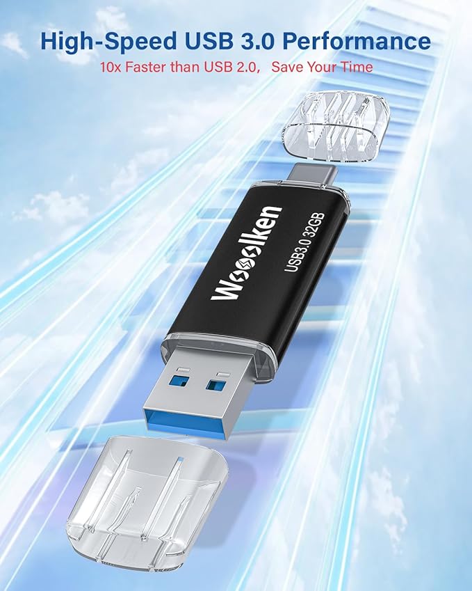 USB C Flash Drive 32GB 2 Pack, Wooolken USB 3.0 Dual Drive Type-C Thumb Drive OTG Memory Stick Compatible with iPhone 16/15, Android Smartphone/Tablets/Computers