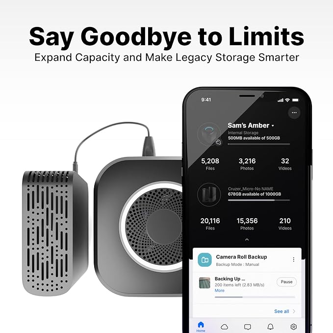 AmberPRO Personal Cloud Storage Device + AC2600 WiFi Router. Dual 1TB Hard Drives with RAID 1 or Optional 2TB with RAID 0. Plex and Home Assistant. iOS/Android/Windows/Mac Compatible. AM1211-1TB