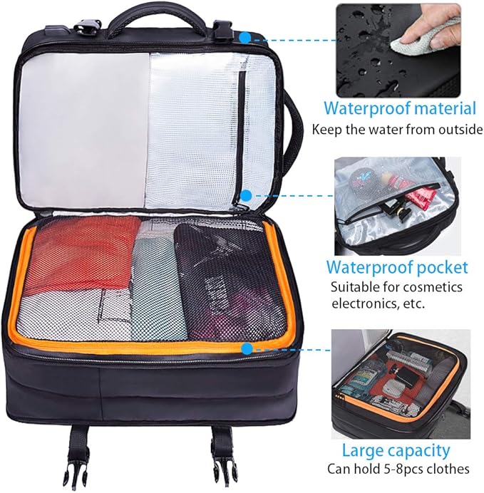 45L Carry On Backpack, Weekender Travel Backpacks, 17.3 inch Laptop Back Pack Business Expandable Bag for Men and Women