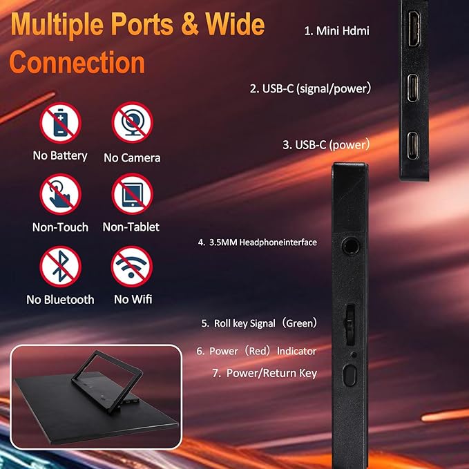 Portable Monitor, 1080P FHD 100Hz IPS Screen, 125% sRGB HDMI USB-C External Monitor for Laptop PC, Travel Second Display with Kickstand Case (18.5)