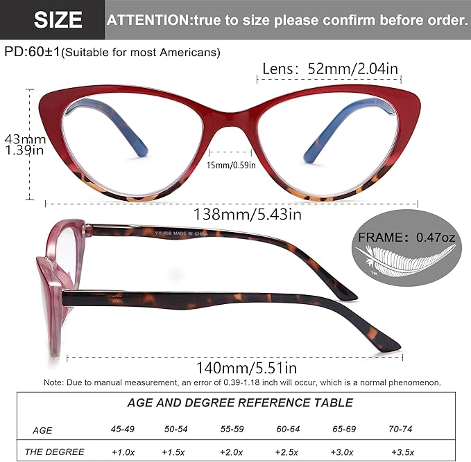 EYEURL Cat Eye Reading Glasses for Women - 2 Pack Blue Light Blocking Computer Readers 2.25 Spring Hinge Anti Glare/UV Ray Eyeglasses