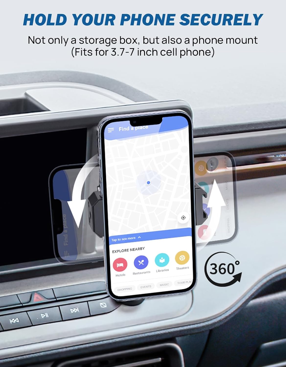 JOYTUTUS Cubby Phone Mount Cubby Storage Compatible with Ford Maverick 2024 2023 2022 Truck Dash Cubby Insert Phone Holder & Storage Box Kit