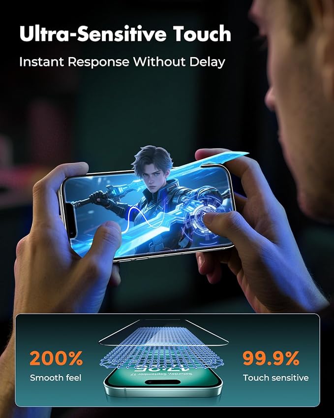 UNBREAKcable 3-Pack Screen Protector for iPhone 16 Plus, Double Shatterproof Tempered Glass [Easy Installation Frame] [9H Hardness] [99.99% HD Clear] [Case Friendly] for iPhone 6.7 inch