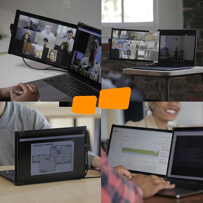 Portable Monitor - New Mobile Pixels Duex Max DS 14.1" Laptop Screen Extender, FHD 1080P Travel Monitor, USB C/USB A/HDMI Plug and Play Laptop Monitior for Windows/Mac/Android/Switch