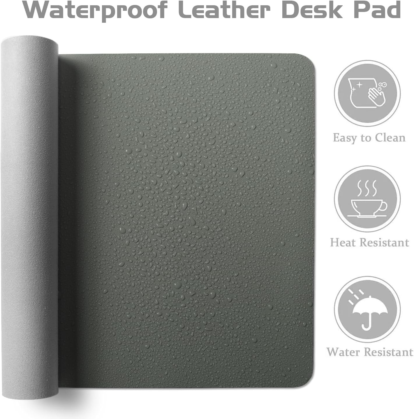 Aothia Leather Desk Pad Protector - Large Mouse Pad, Office Mat, Non-Slip PU Leather Blotter, Laptop Desk Pad, Waterproof Writing Pad for Office and Home (Jungle Green, 38" x 13.7")