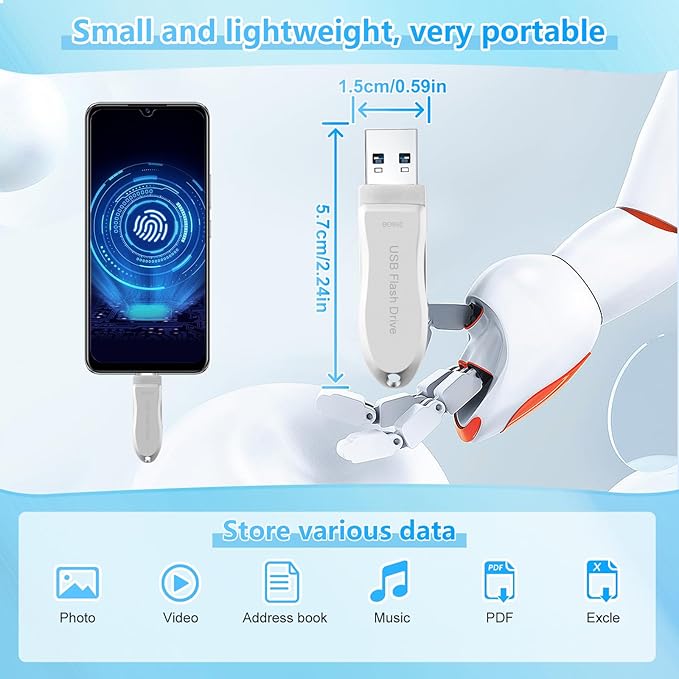 USB Flash Drive 256GB for Phone Thumb Drive Photo Stick Android USB C Memory Stick Photo Storage DEZOBYTE Compatible Phone Pad Pro Android USB C and Computer Silver-HL 256GB