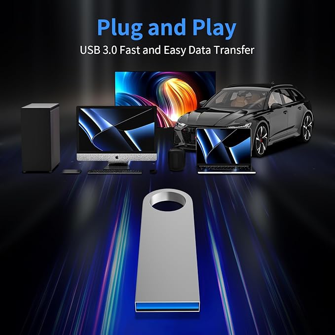 USB 3.0 Flash Drive 64GB 2 Pack, Wooolken High Speed USB 3.0 Thumb Drives Sleek Metal Flash Drives with Keychains, Memory Stick, USB Drive for PC/Computers/Mac/Laptops