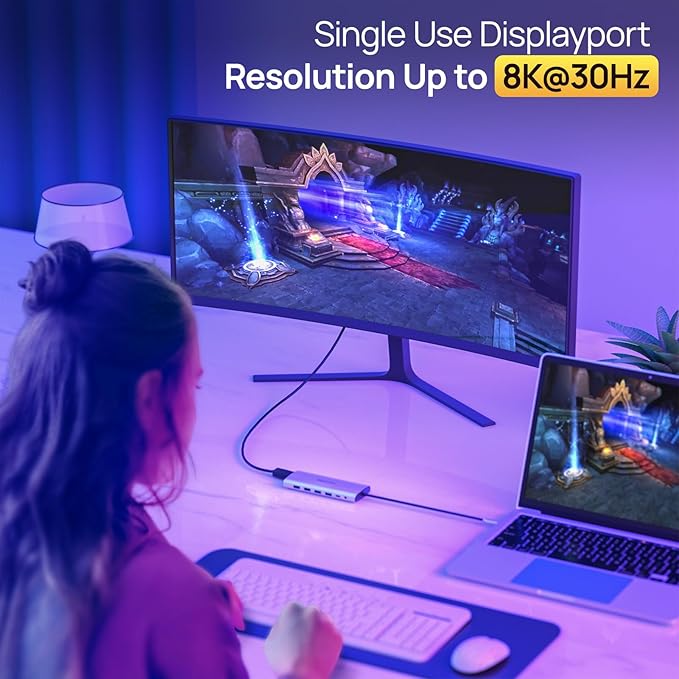 USB C Docking Station UBS C Hub for Laptop Dual Monitors 14 in 1 Multiport Dongle Dock with 2* HDMI +DP+USB C/A 100w PD+Ethernet+Data Transfer for MacBook/HP/Dell/Lenovo Thinkpad/iPad/Mac