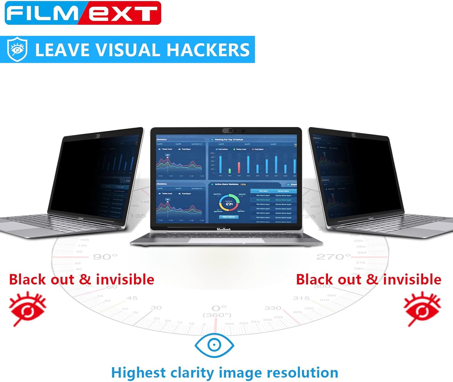 MacBook Privacy Screen Protector - Removable HD Filter, Bubble-Free, Webcam Cover for MacBook Pro 13