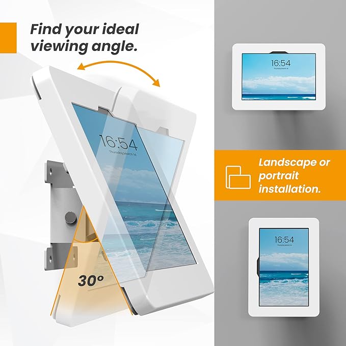 Tablet Wall Mount Compatible with Samsung Galaxy Tab S9 & S9 FE, All Metal, Anti-Theft Lock Adjustable Tablet Stand