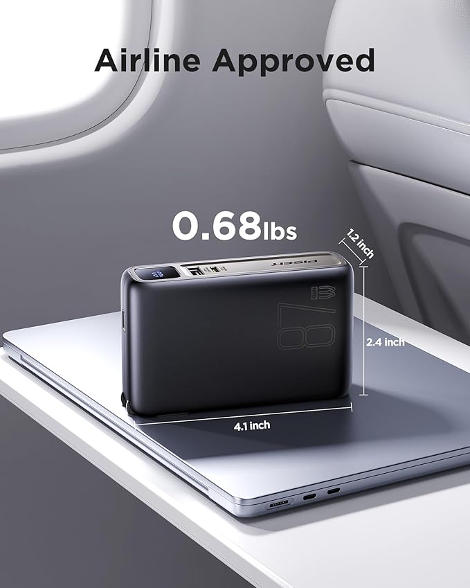 PISEN Wall Charger Power Bank - 87W 2-in-1 Hybrid Charger, 10000mAh GaN USB-C Portable Charger with Wall Plug, 87W Hybrid Charger Power Bank with Wall Plug for iPhone, iPad, MacBook, Samsung, Laptops