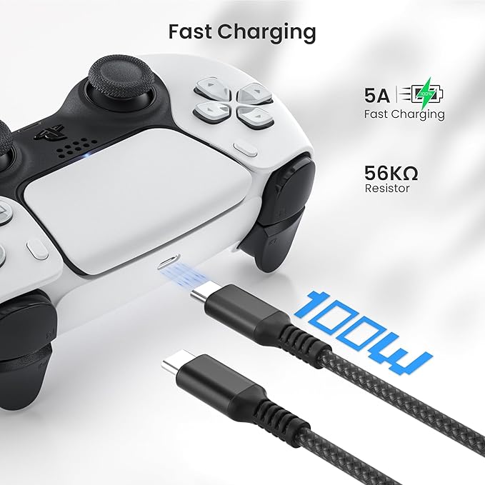 Elebase PS5 Slim Pro Controller Charger Cord 3.3/6.6/10ft 3Pack,PlayStation 5 DualSense Controller,USB C Fast Charging Cable for X Box Series X/S Switch 2,Elite Series 2