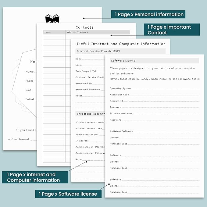 Password Book with Alphabetical Tabs, Hardcover Password Keeper, Size 4.4''x 6.1'' Password Notebook for Saving Internet Login, Username, Password Organizer for Computer & Website Logins,